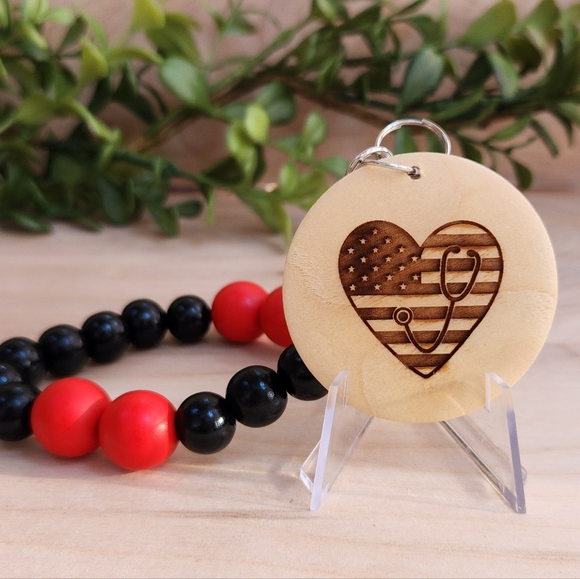 Keychain Wristlet with Laser Engraved Pendant - EMS - Picture 3 of 8